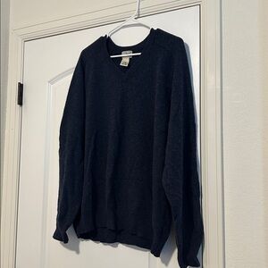 LL Bean 100% Wool V Neck Sweater Size XL